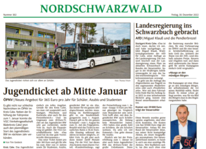 Read more about the article Landesregierung ins Schwarzbuch gebracht (Schwarzwälder Bote 30.12.2022)