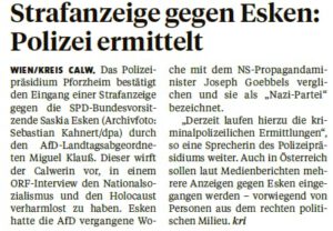 Read more about the article Strafanzeige gegen Esken: Polizei ermittelt